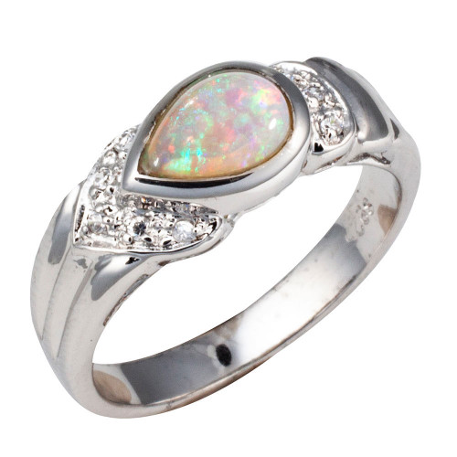 SUN SAGE STERLING SILVER AUSTRALIAN WHITE OPAL RING SUN SAGE STERLING SILVER AUSTRALIAN WHITE OPAL RING